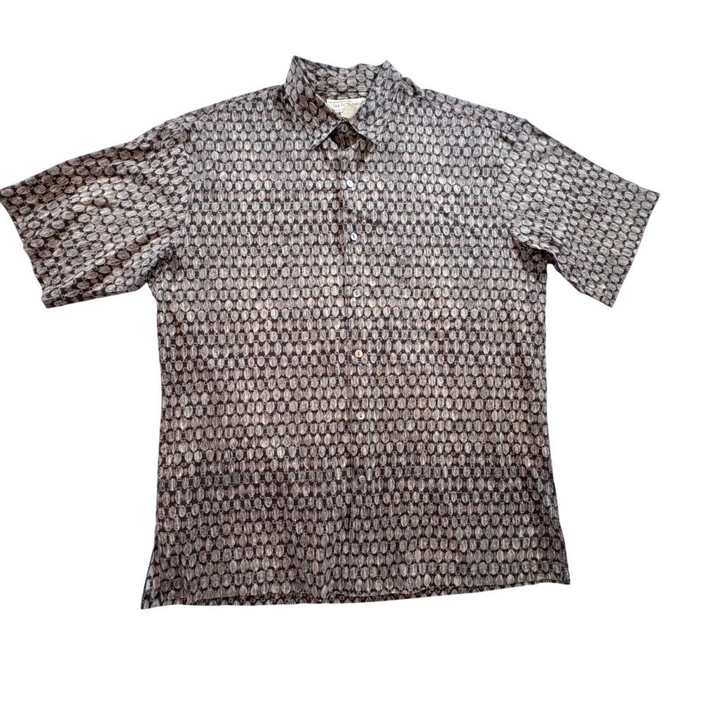 Tori Richard Button Down Shirt Mens Large Cotton Lawn Geometric Abstract Print